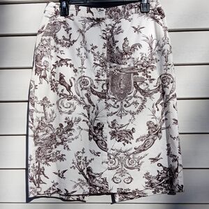 🦊Brown and White Rococo themed Animal Pencil Skirt With Pockets!